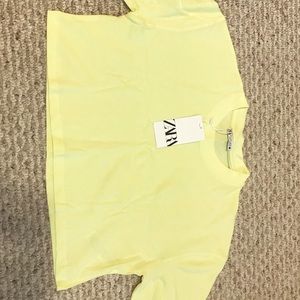 Zara Yellow Cropped T-Shirt